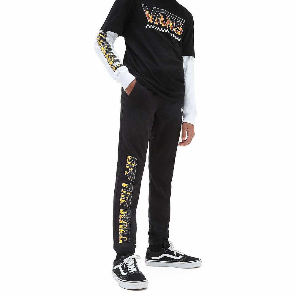 Kids\' Vans Digi Flames Fleece (8-14 years) Pants Black | USA81936