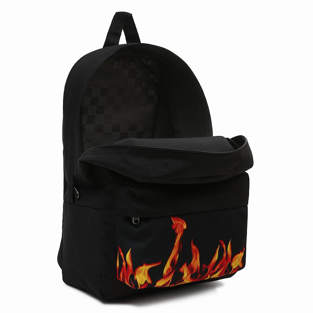 Kids' Vans Digi Flames New Skool Backpacks Black | USA93174