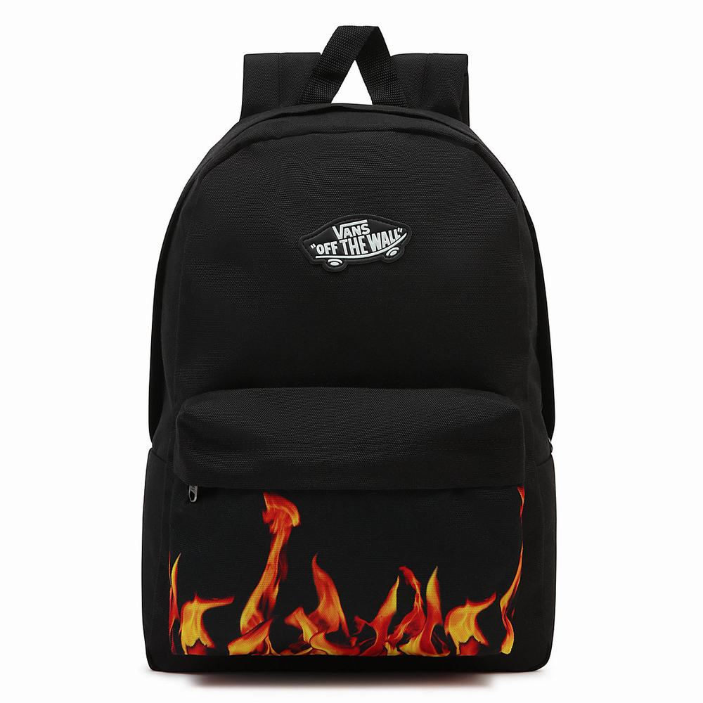 Kids\' Vans Digi Flames New Skool Backpacks Black | USA93174