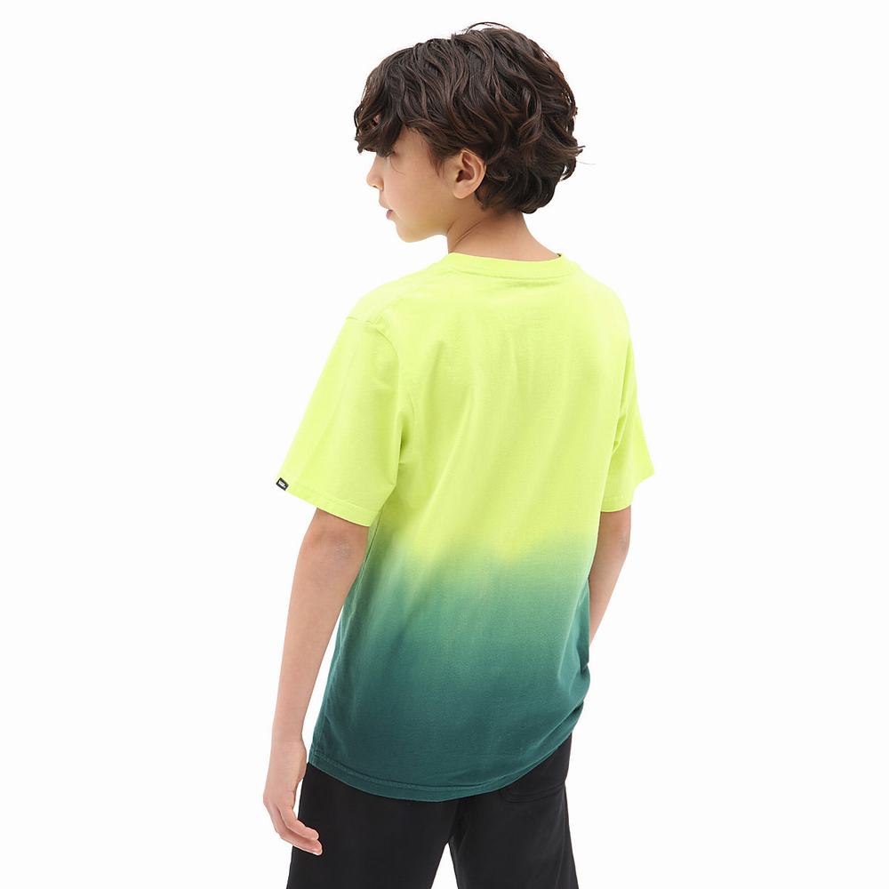 Kids' Vans Dip Dye (8-14 years) T Shirts Green / Yellow | USA81095