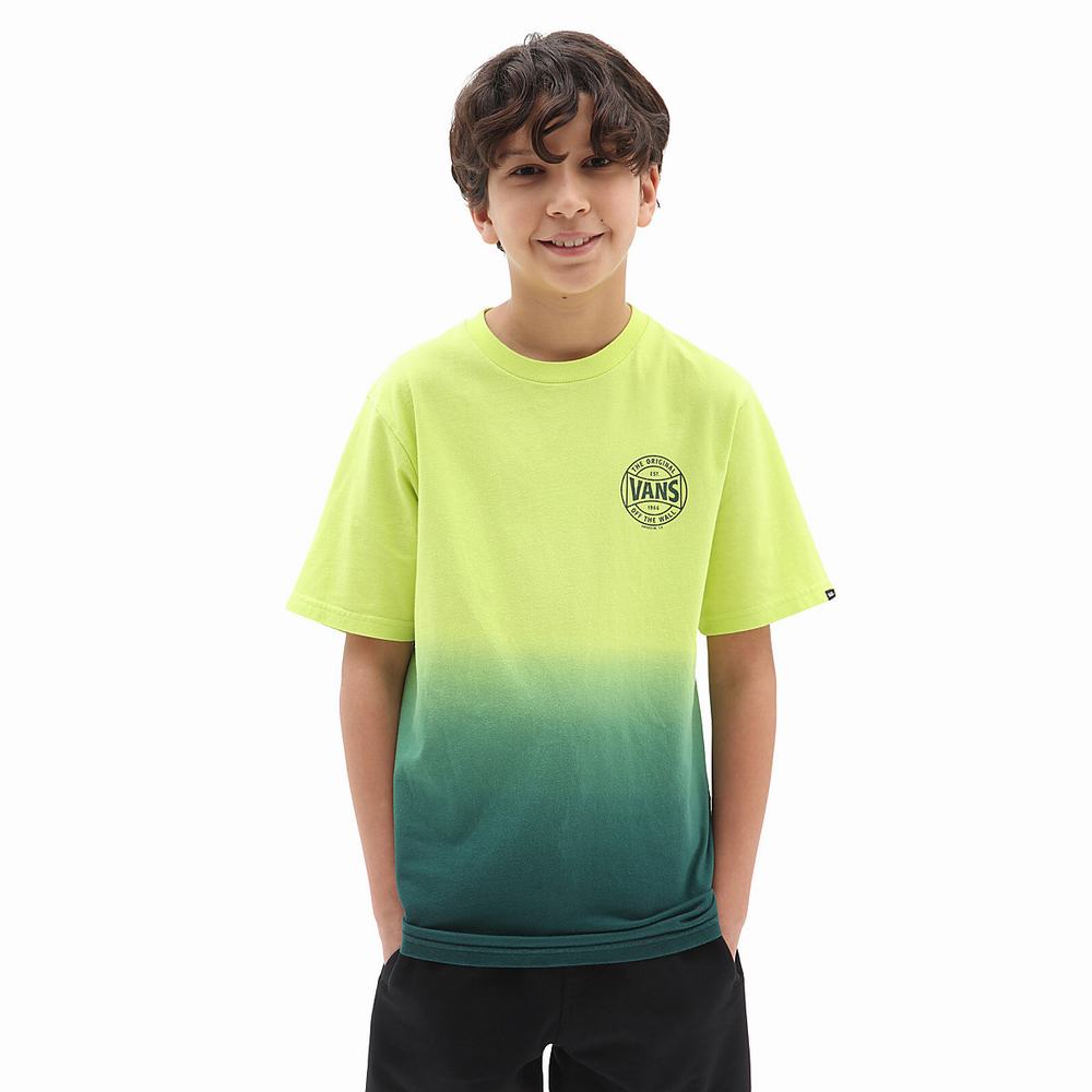 Kids\' Vans Dip Dye (8-14 years) T Shirts Green / Yellow | USA81095