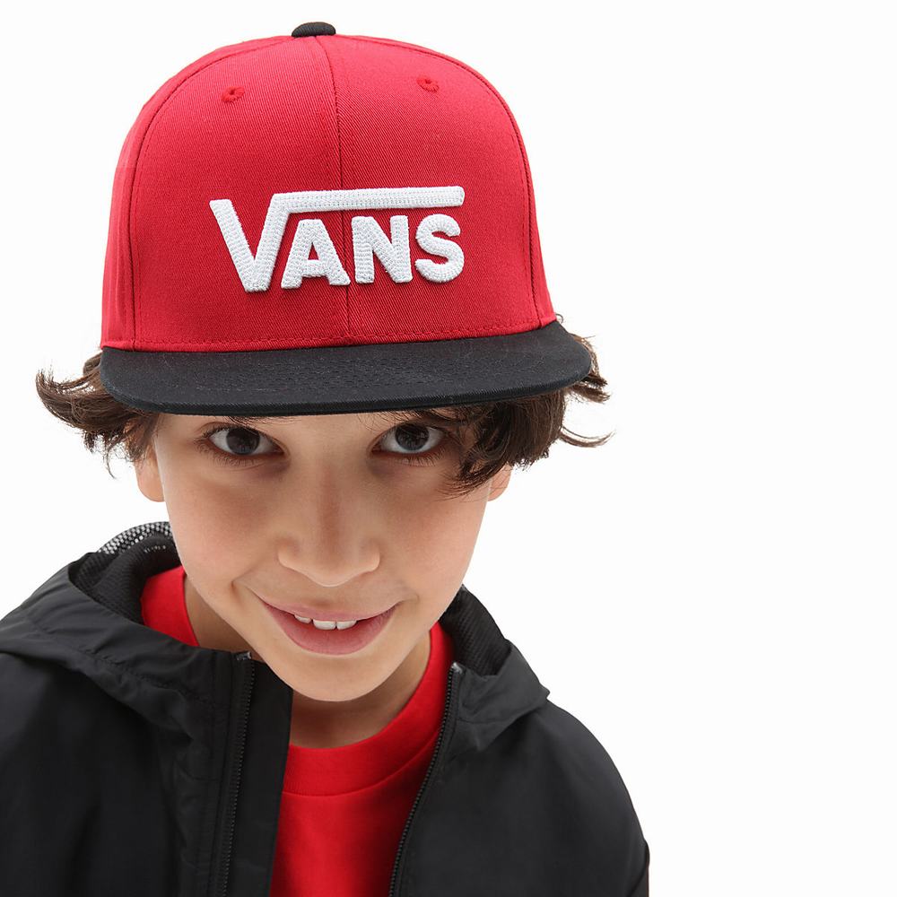 Kids' Vans Drop V II Snapback Hats Red | USA17502