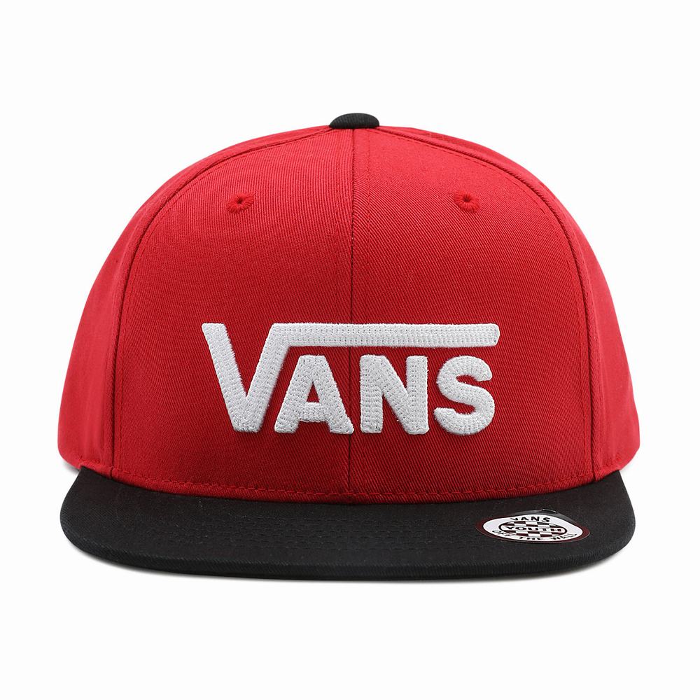 Kids\' Vans Drop V II Snapback Hats Red | USA17502