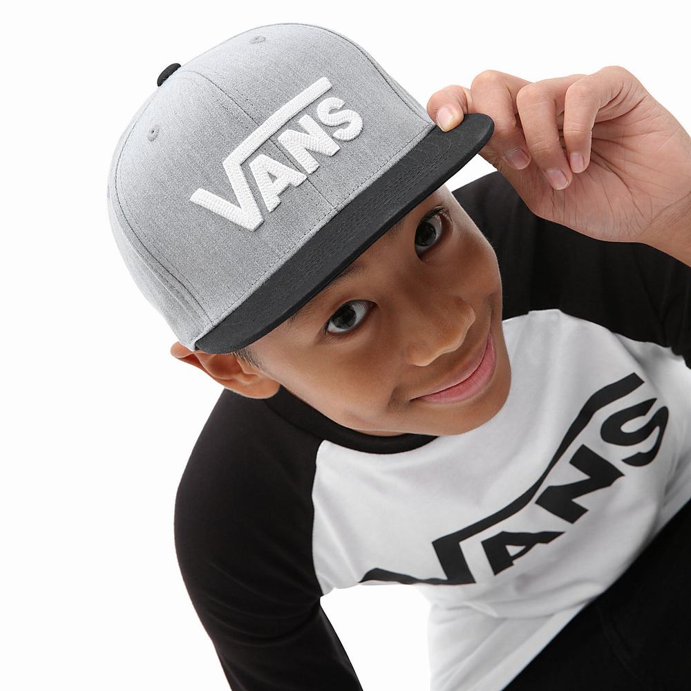 Kids' Vans Drop V Snapback Hat (8-14+ years) Hats Grey | USA57204