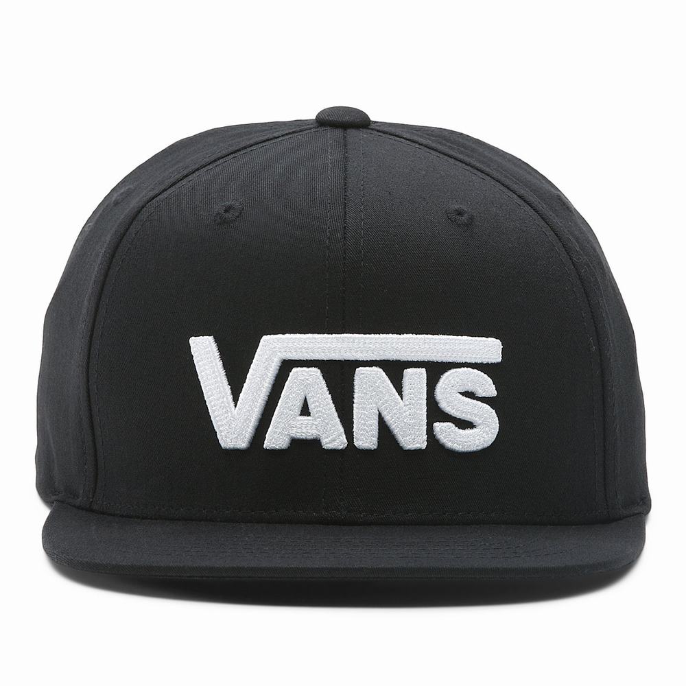 Kids' Vans Drop V Snapback Hat (8-14+ years) Hats Black / White | USA60528