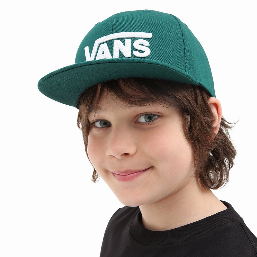 Kids' Vans Drop V Snapback Hats Green | USA46851