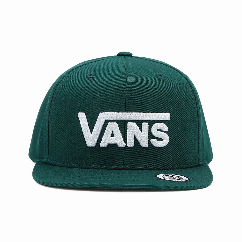 Kids\' Vans Drop V Snapback Hats Green | USA46851