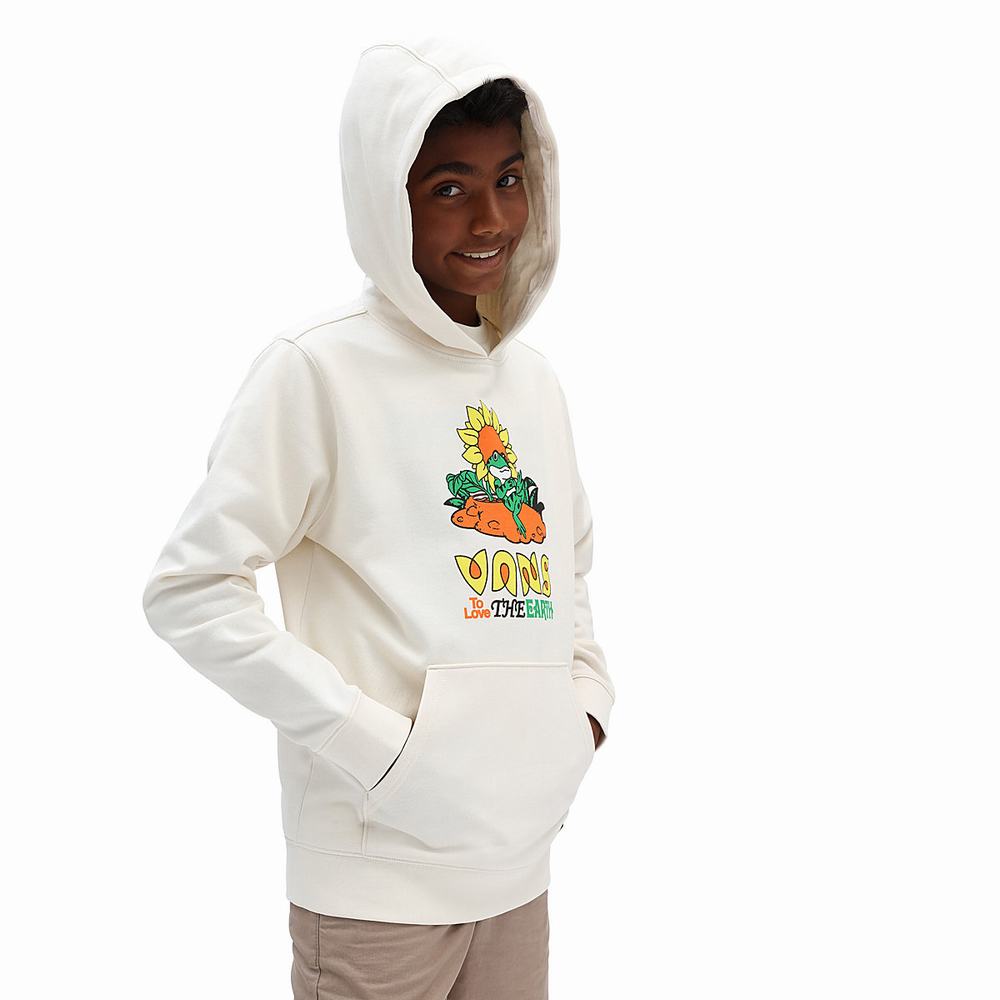 Kids\' Vans Eco Positivity (8-14 years) Hoodie White | USA57932