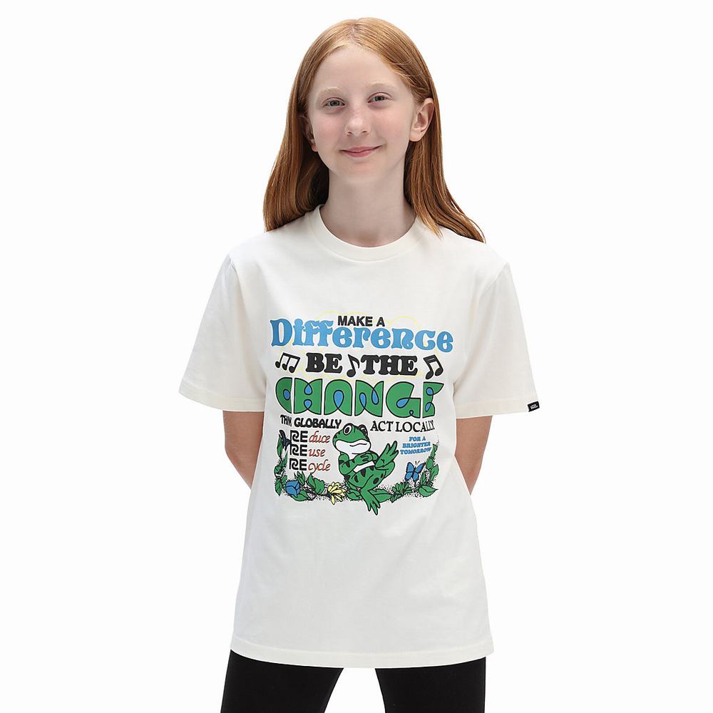 Kids' Vans Eco Positivity (8-14 years) T Shirts White | USA20845