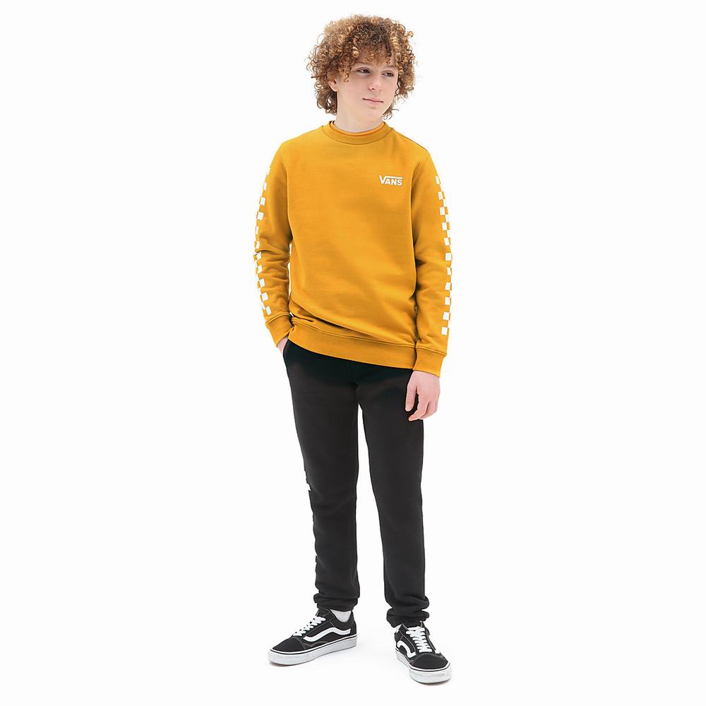 Kids' Vans Exposition Check Crew (8-14 years) Sweatshirts Yellow / Orange | USA93610