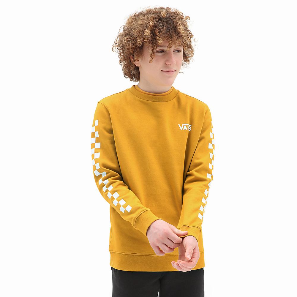 Kids' Vans Exposition Check Crew (8-14 years) Sweatshirts Yellow / Orange | USA93610