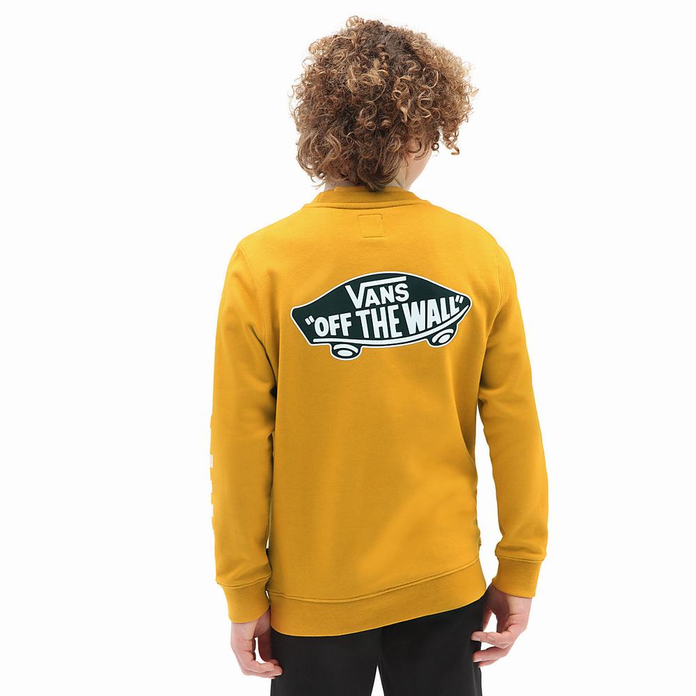 Kids\' Vans Exposition Check Crew (8-14 years) Sweatshirts Yellow / Orange | USA93610