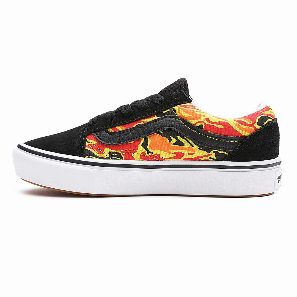 Kids' Vans Flame Camo ComfyCush Old Skool (4-8 years) Sneakers Black / Orange | USA67052