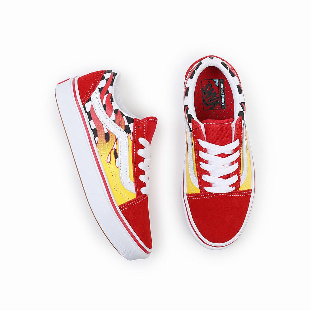 Kids' Vans Flame ComfyCush Old Skool (4-8 years) Sneakers Red | USA56287