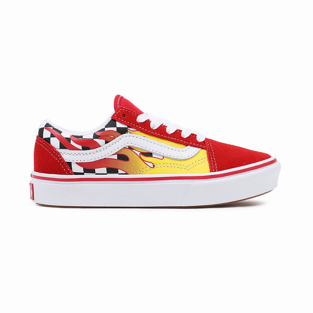 Kids' Vans Flame ComfyCush Old Skool (4-8 years) Sneakers Red | USA56287