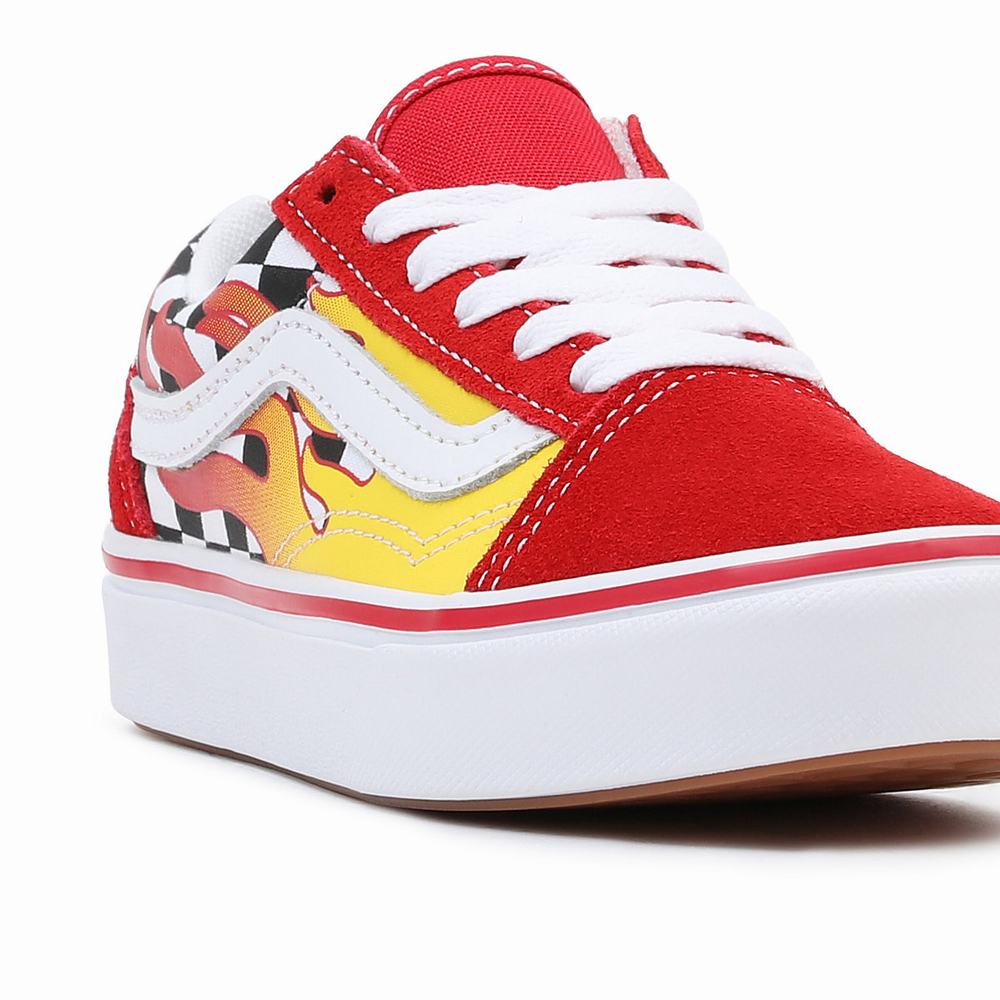 Kids' Vans Flame ComfyCush Old Skool (4-8 years) Sneakers Red | USA56287