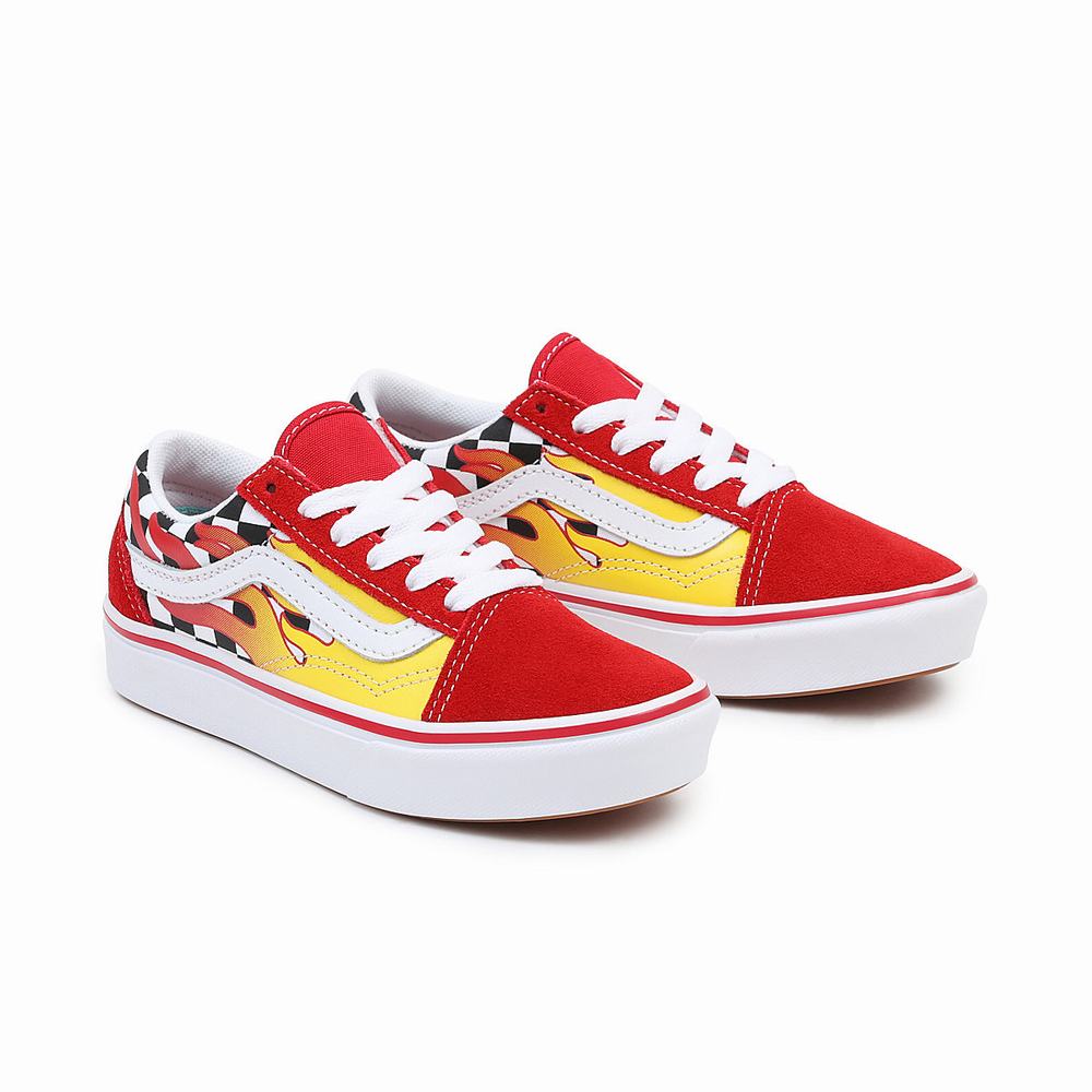 Kids\' Vans Flame ComfyCush Old Skool (4-8 years) Sneakers Red | USA56287