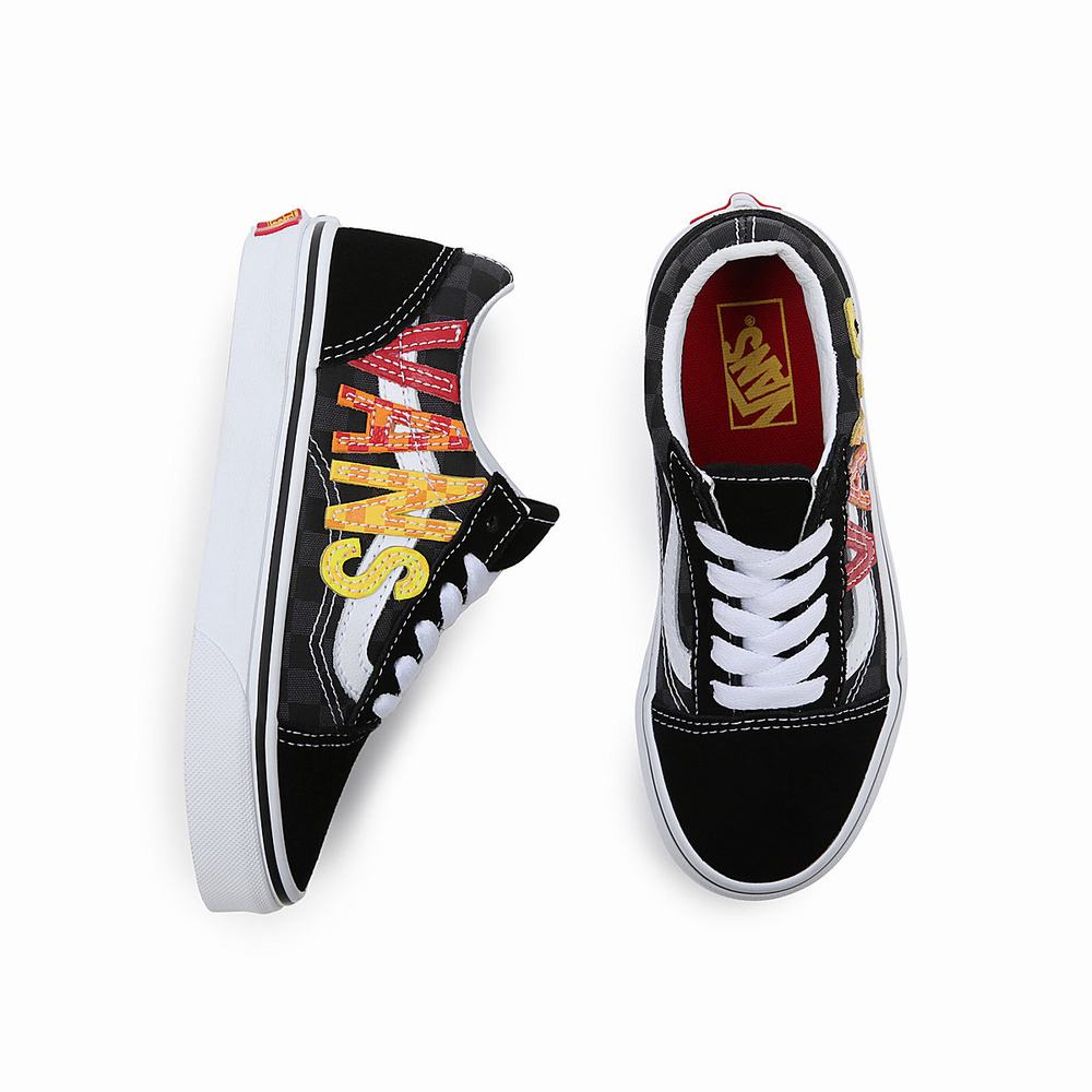 Kids' Vans Flame Logo Repeat Old Skool (4-8 years) Sneakers Black | USA17532