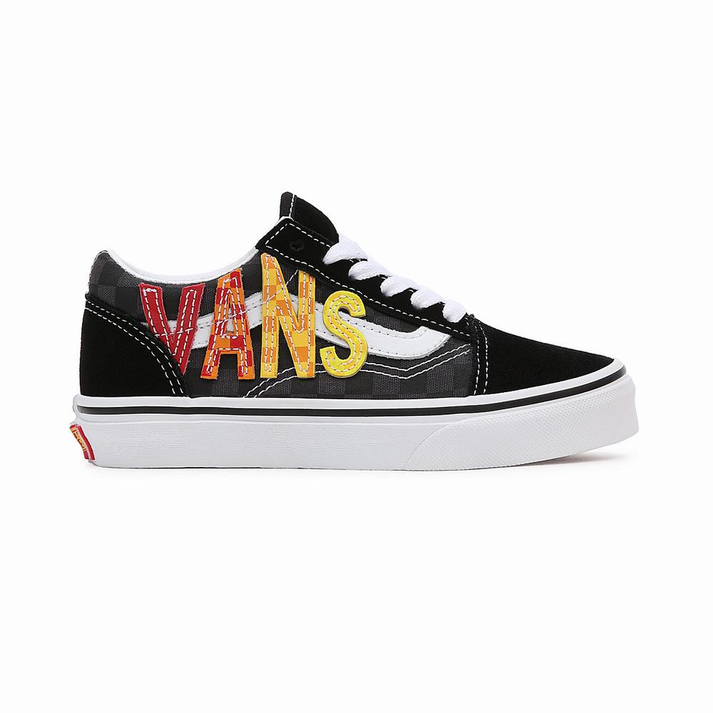 Kids' Vans Flame Logo Repeat Old Skool (4-8 years) Sneakers Black | USA17532