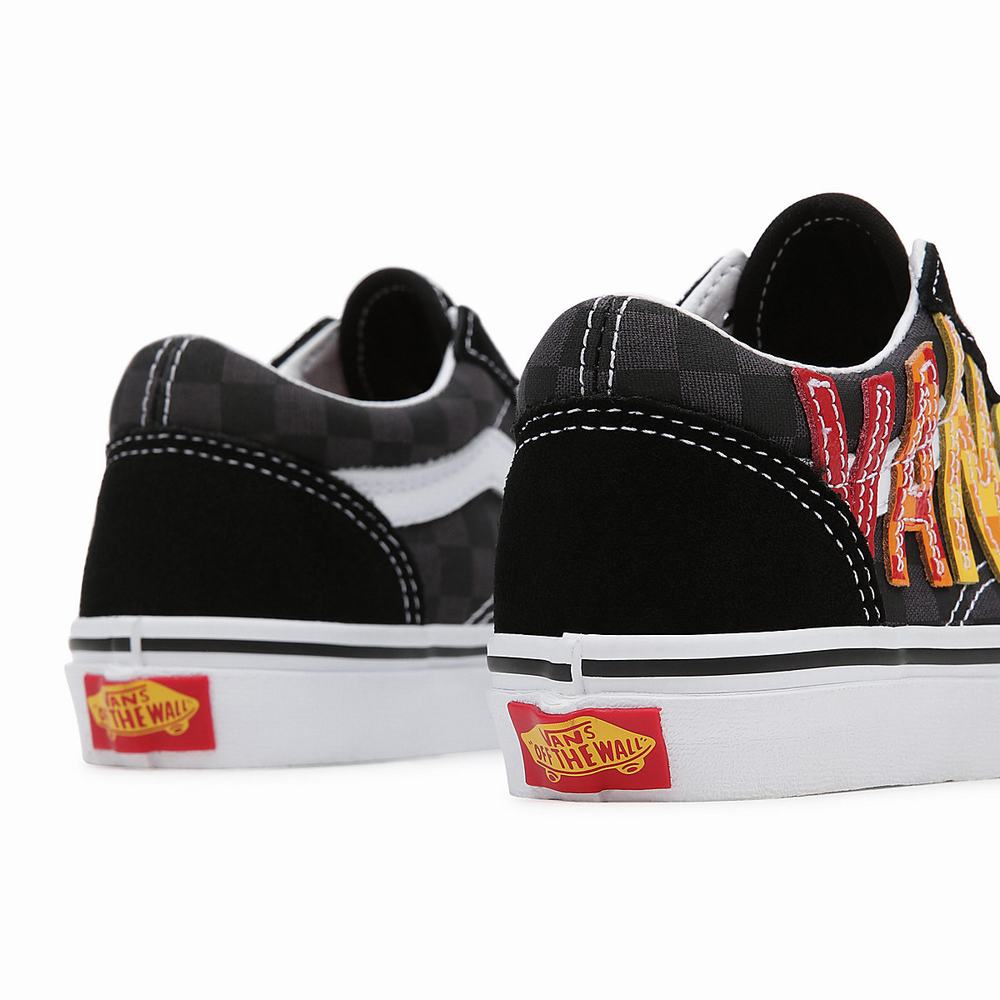 Kids' Vans Flame Logo Repeat Old Skool (4-8 years) Sneakers Black | USA17532