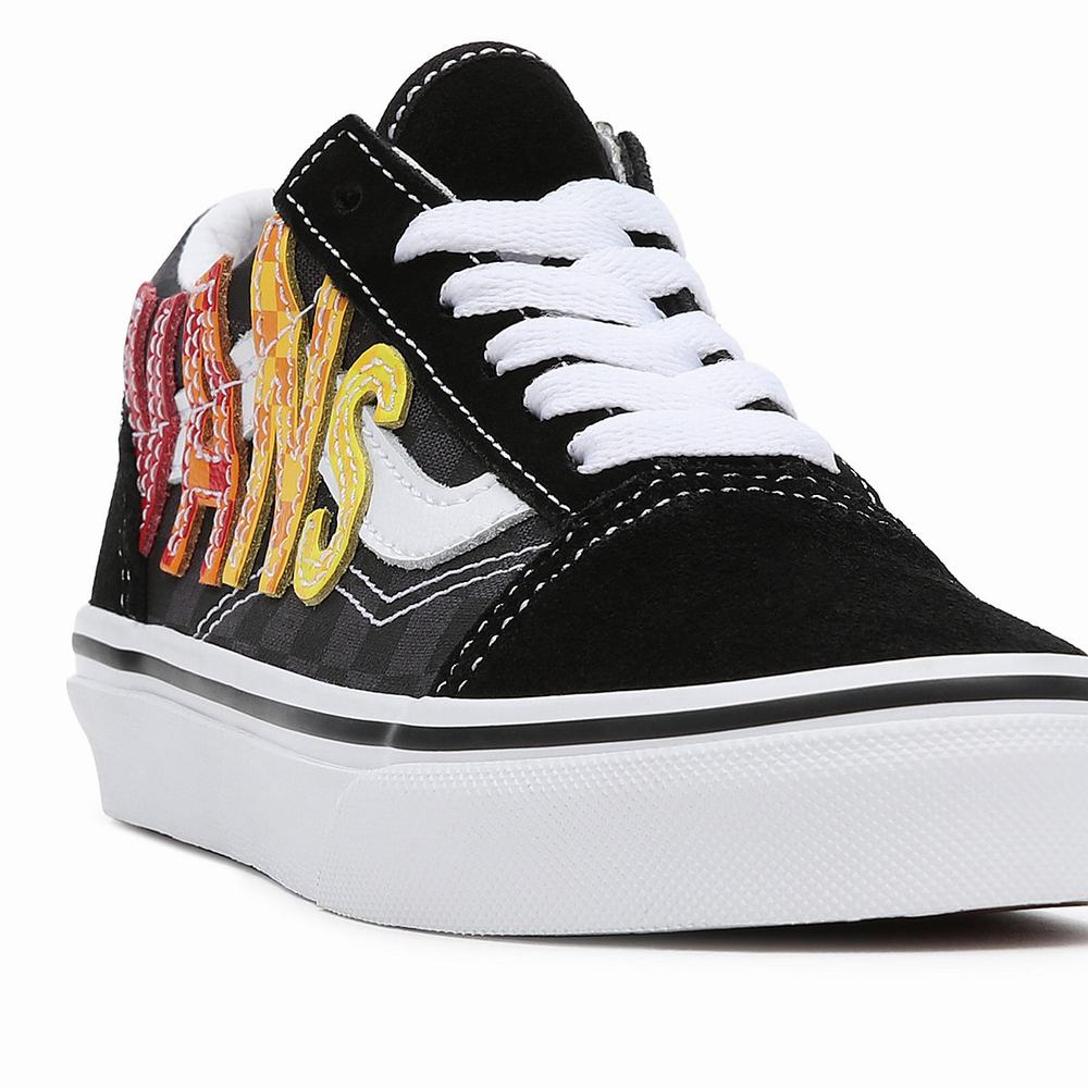 Kids' Vans Flame Logo Repeat Old Skool (4-8 years) Sneakers Black | USA17532