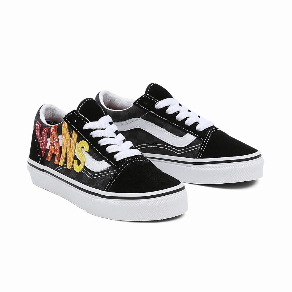 Kids\' Vans Flame Logo Repeat Old Skool (4-8 years) Sneakers Black | USA17532