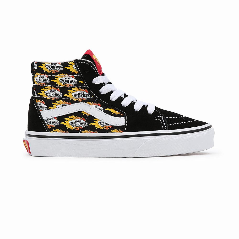 Kids' Vans Flame Logo Repeat Sk8-Hi (4-8 years) Sneakers Black | USA08693