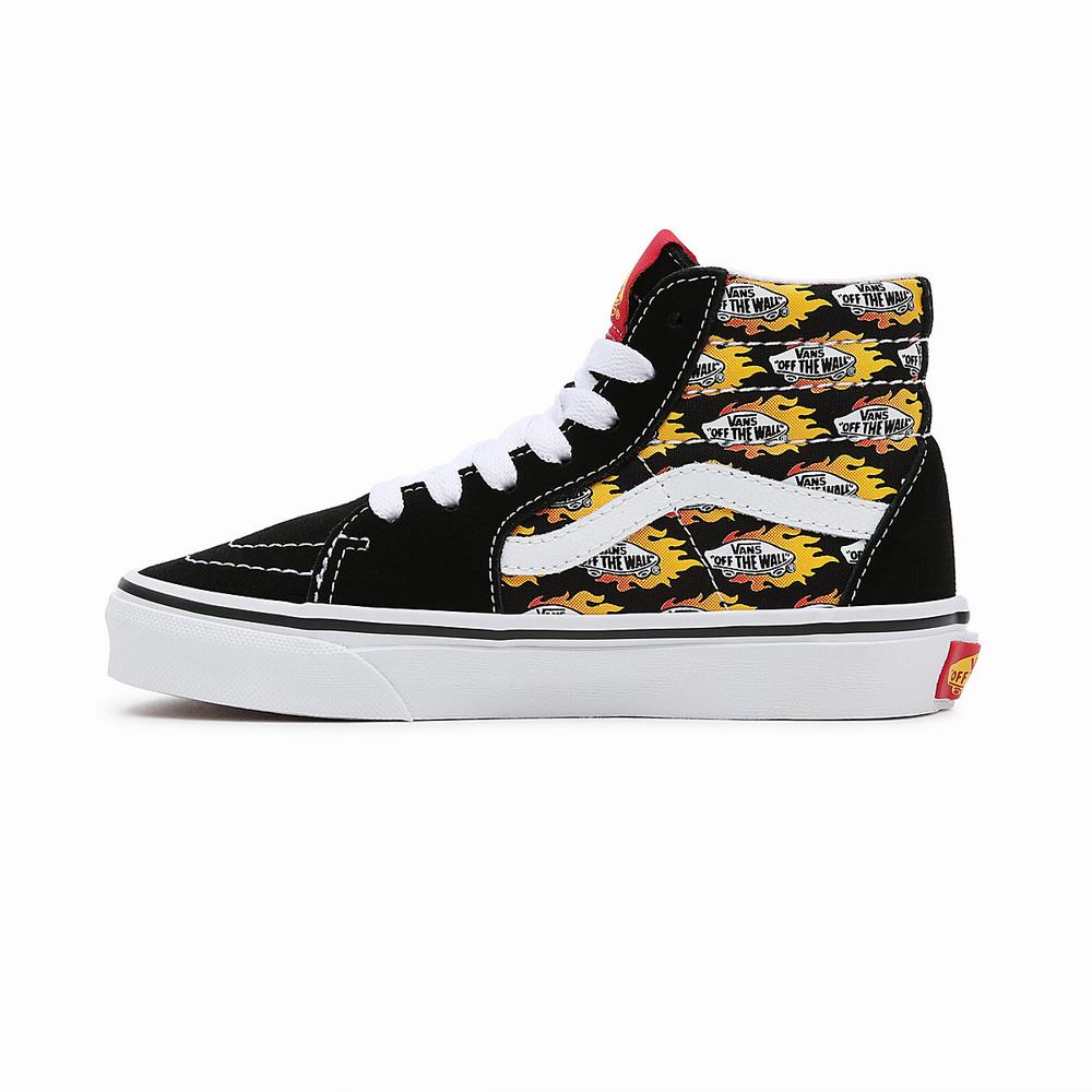 Kids' Vans Flame Logo Repeat Sk8-Hi (4-8 years) Sneakers Black | USA08693