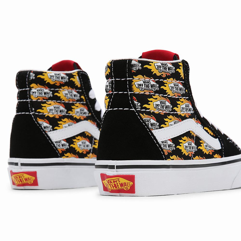 Kids' Vans Flame Logo Repeat Sk8-Hi (4-8 years) Sneakers Black | USA08693