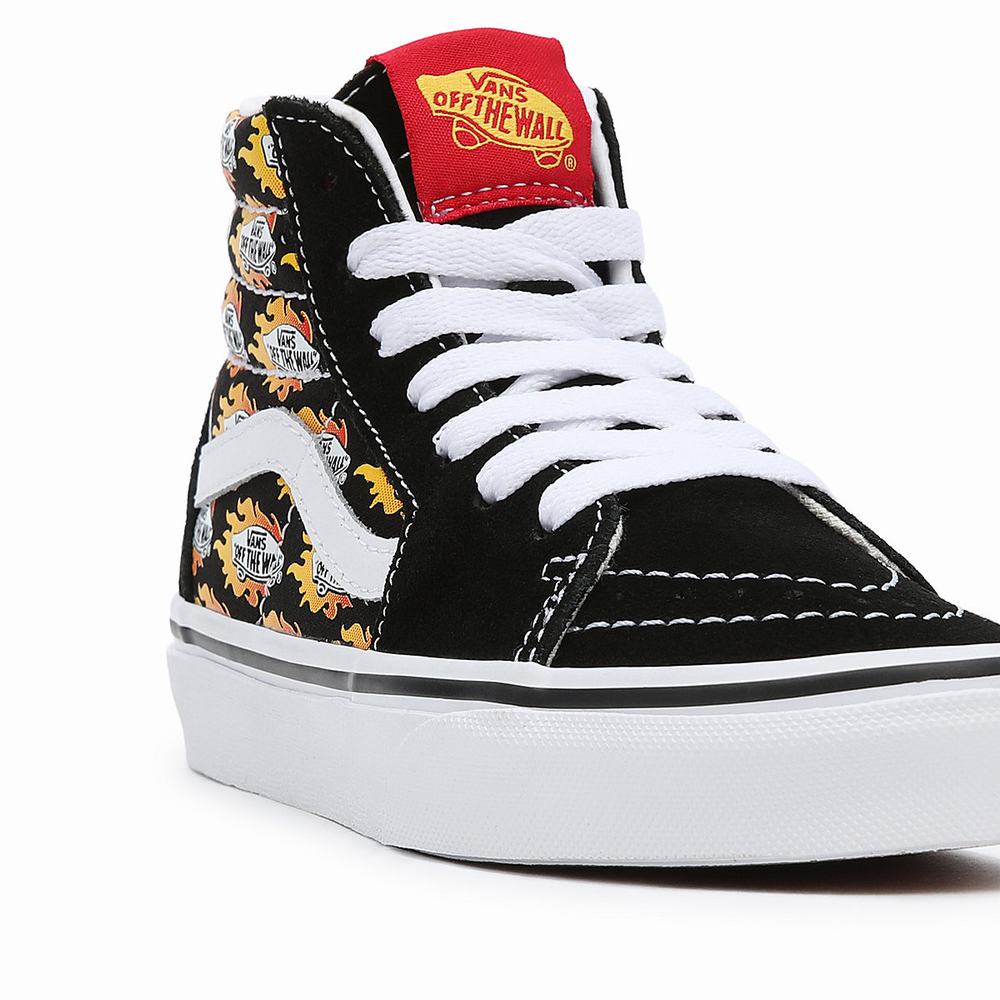 Kids' Vans Flame Logo Repeat Sk8-Hi (4-8 years) Sneakers Black | USA08693