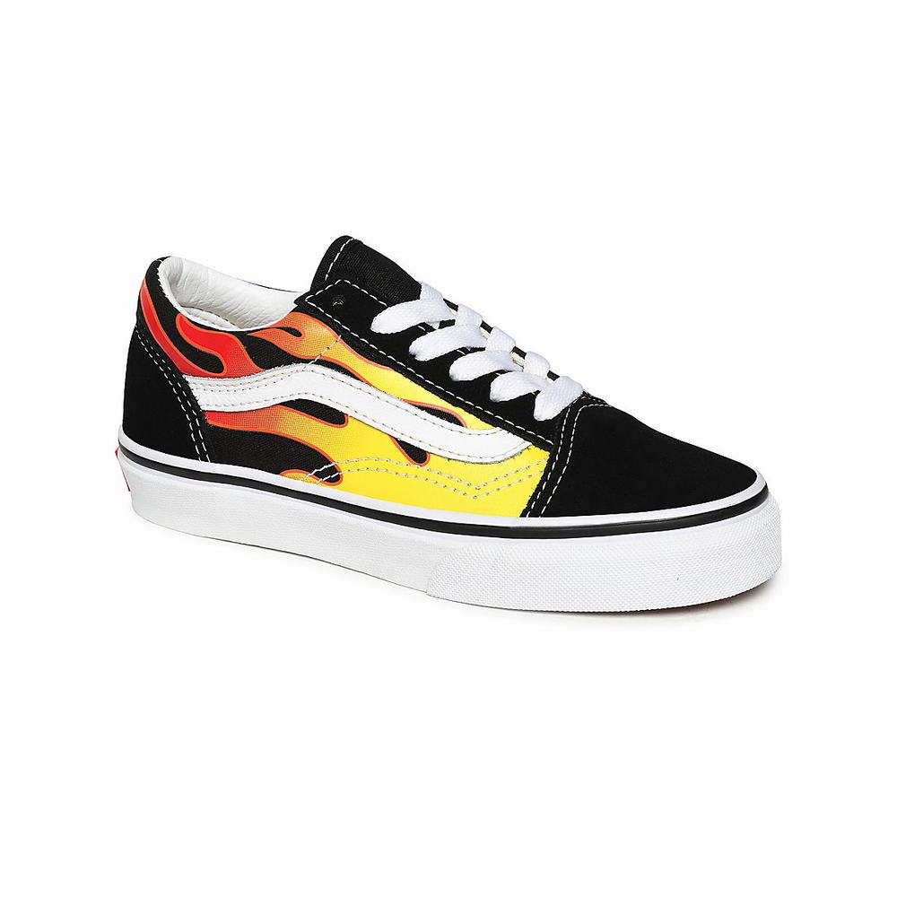 Kids' Vans Flame Old Skool (4-8 years) Sneakers Black | USA34897