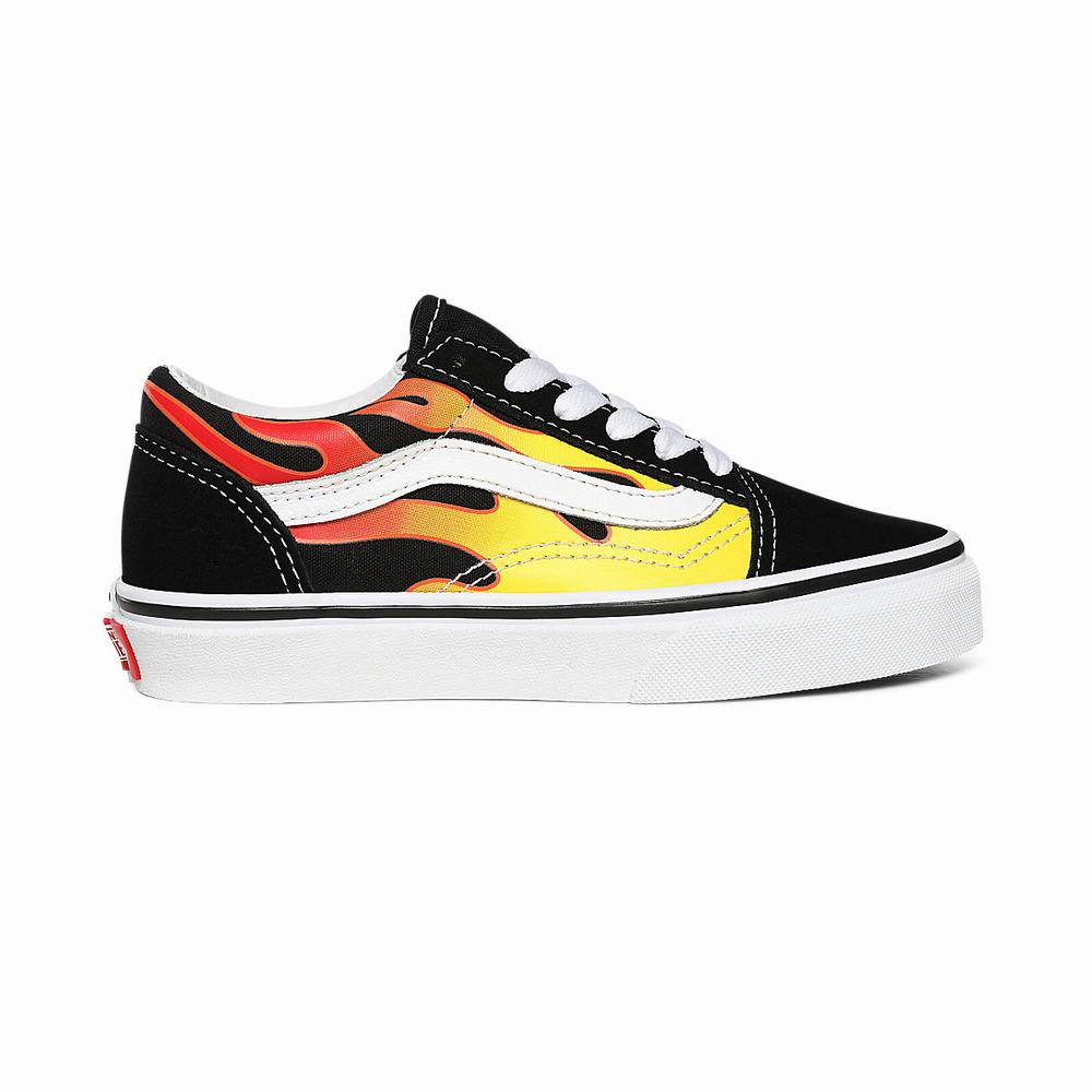 Kids\' Vans Flame Old Skool (4-8 years) Sneakers Black | USA34897