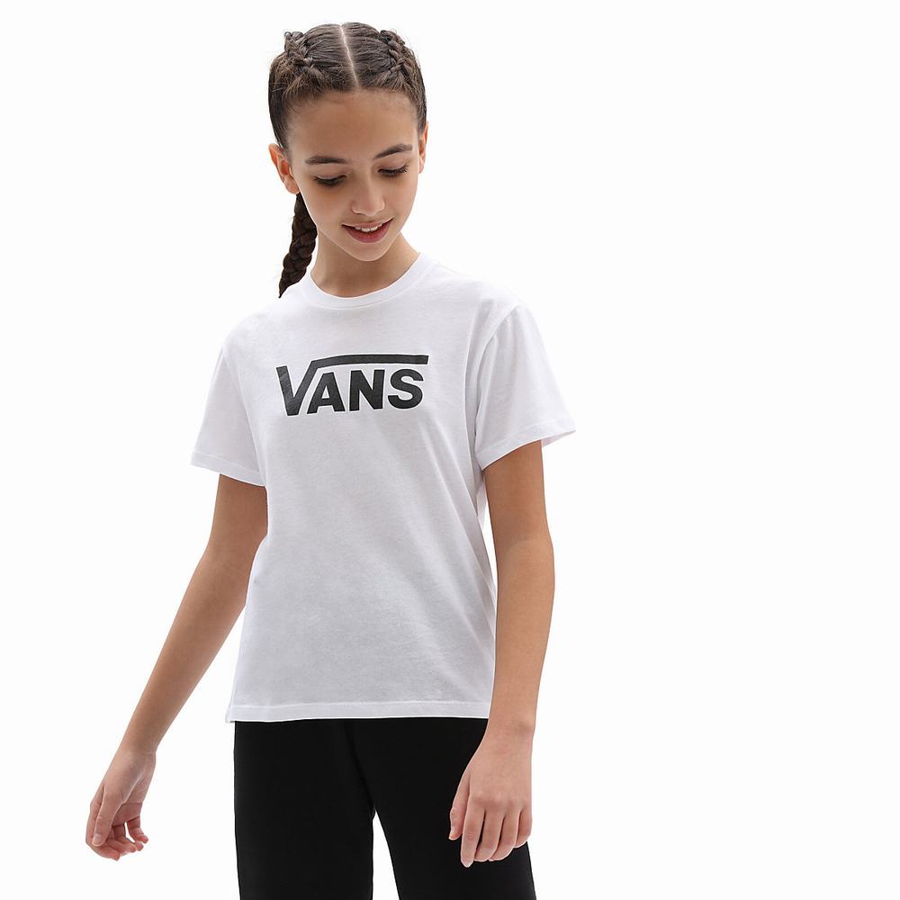 Kids\' Vans Flying V Crew (8-14 years) T Shirts White | USA01357