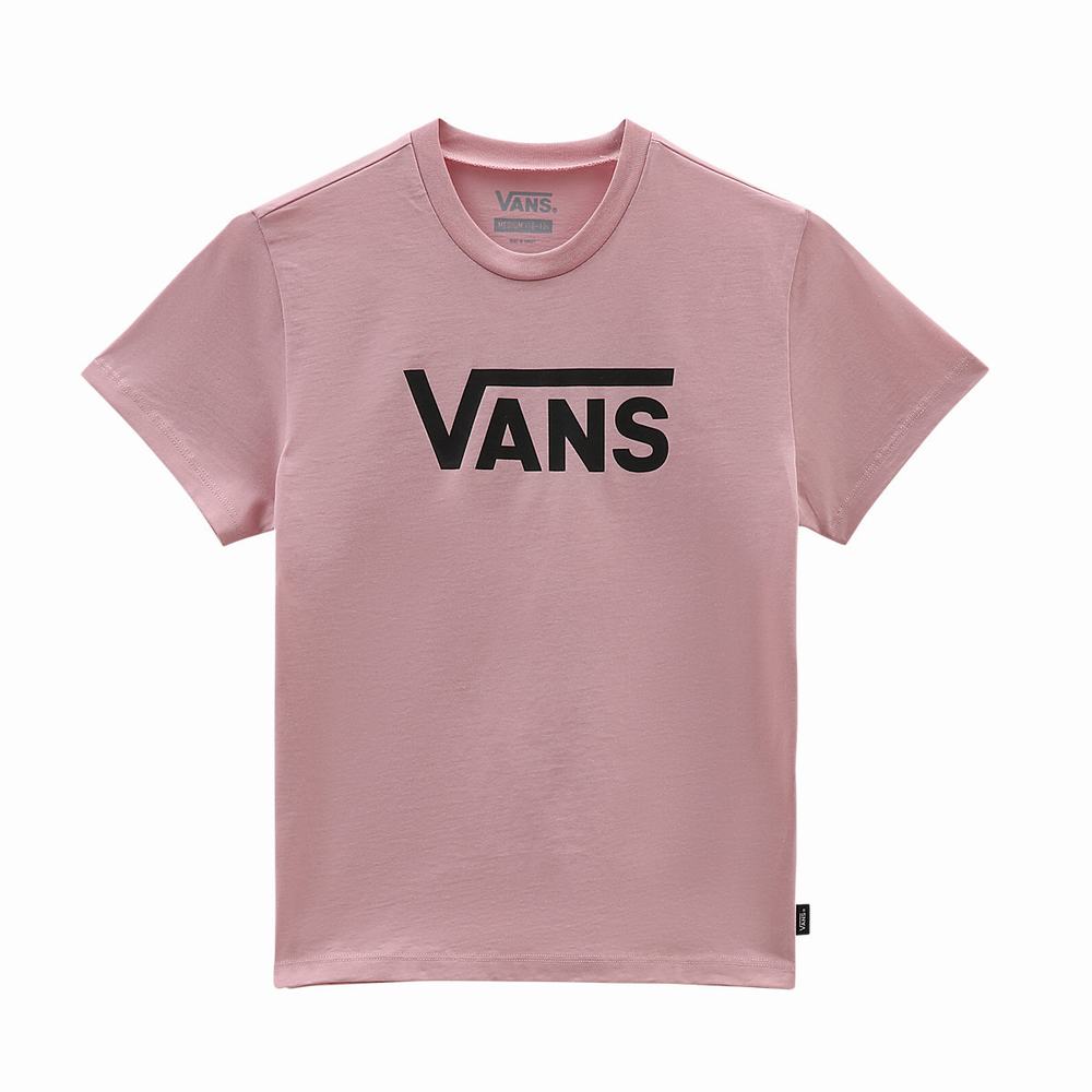 Kids\' Vans Flying V Crew (8-14 years) T Shirts Pink | USA31842