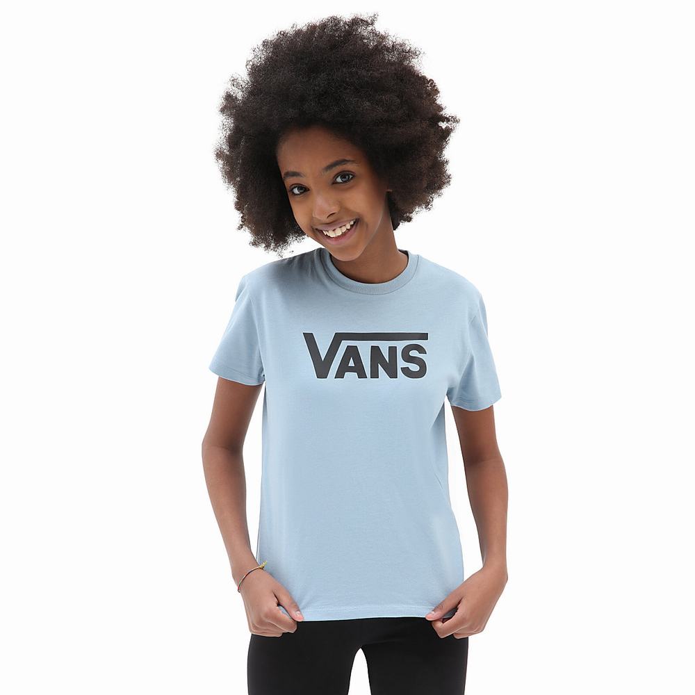 Kids\' Vans Flying V Crew (8-14 years) T Shirts Blue | USA61734