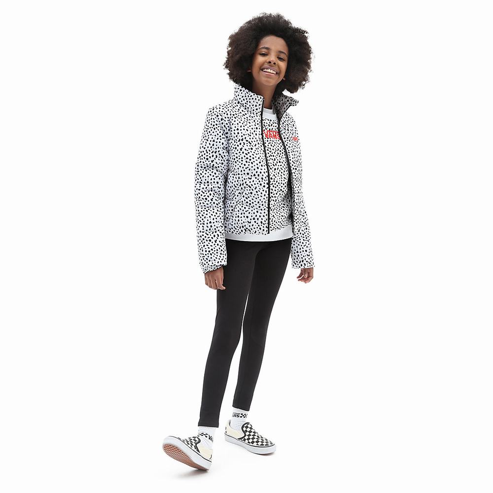 Kids' Vans Foundry Puffer Print MTE (8-14 years) Jackets Black / White | USA80792