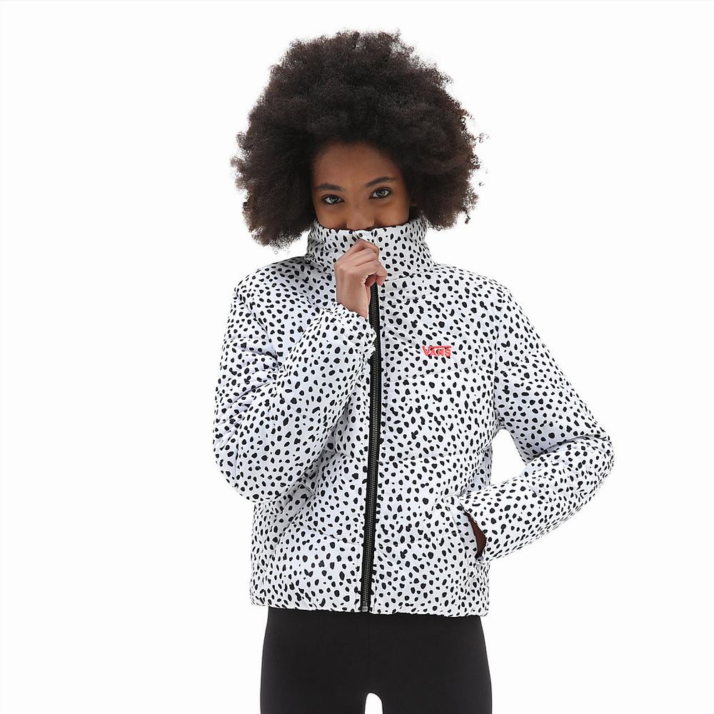 Kids\' Vans Foundry Puffer Print MTE (8-14 years) Jackets Black / White | USA80792