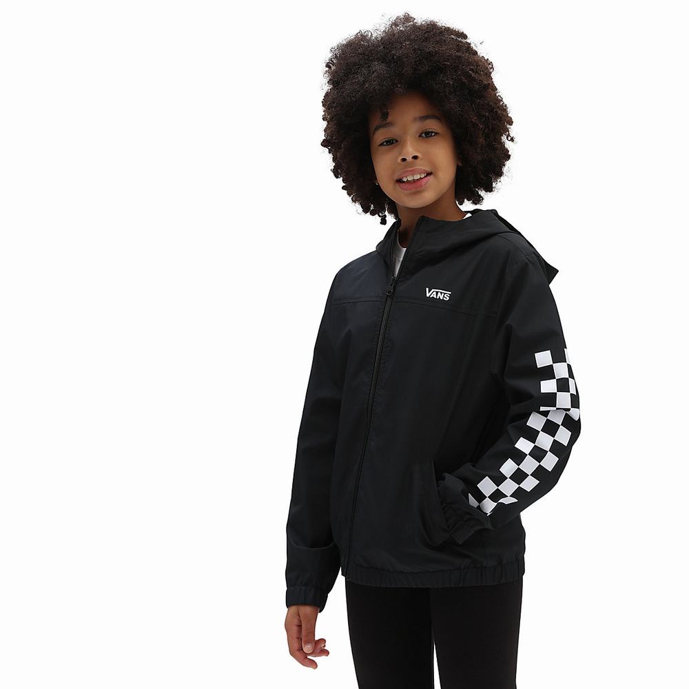 Kids\' Vans Gr Kastle Classic Windbreaker (8-14 years) Jackets Black / White | USA35617