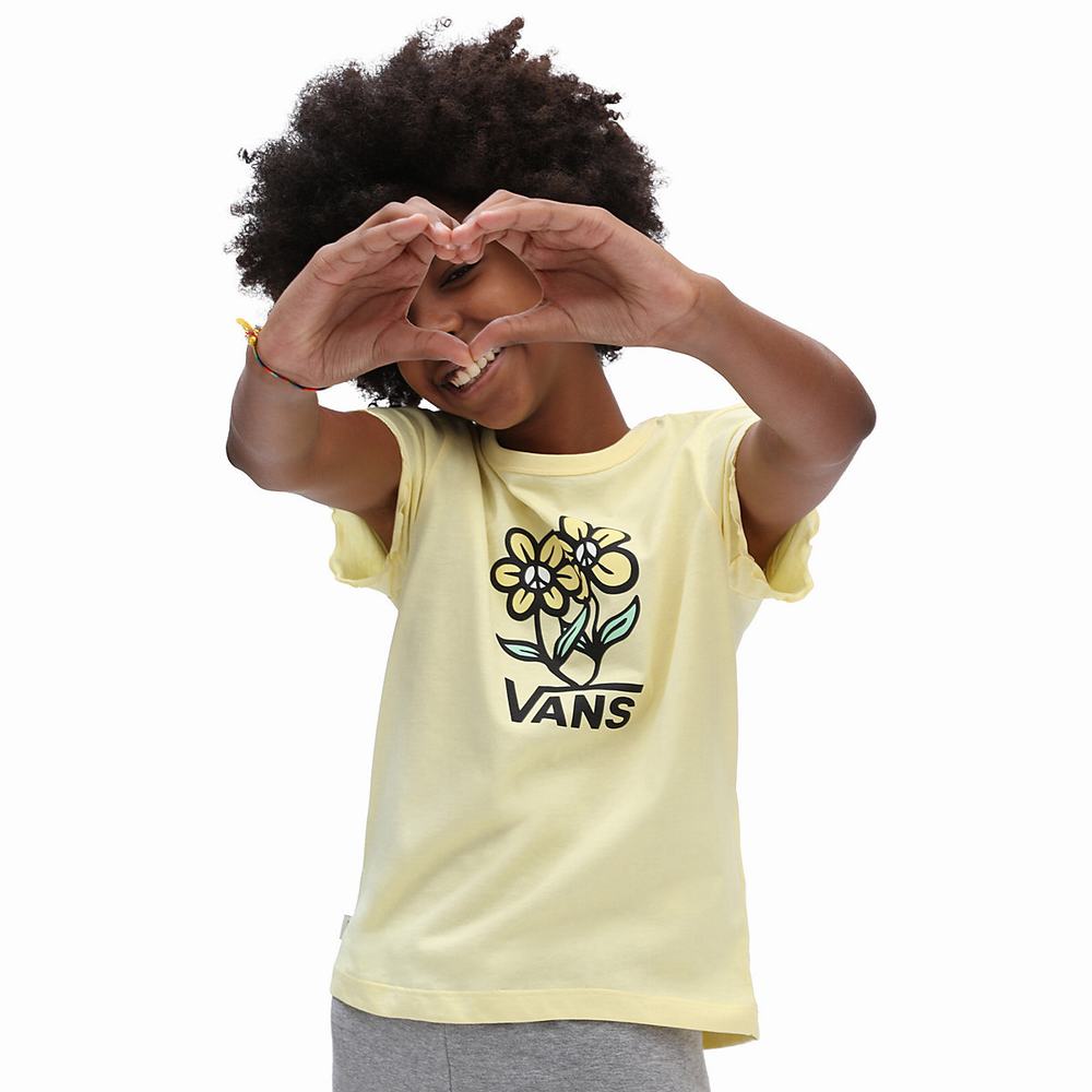 Kids\' Vans Ground Level (8-14 years) T Shirts Yellow | USA04176