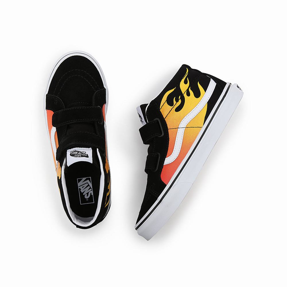 Kids' Vans Hot Flame Sk8-Mid Reissue V (8-14 years) Sneakers Black | USA87961