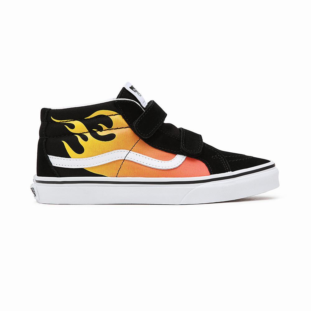 Kids' Vans Hot Flame Sk8-Mid Reissue V (8-14 years) Sneakers Black | USA87961