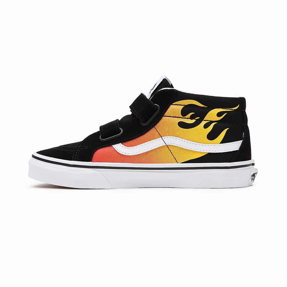 Kids' Vans Hot Flame Sk8-Mid Reissue V (8-14 years) Sneakers Black | USA87961