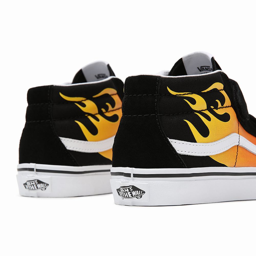 Kids' Vans Hot Flame Sk8-Mid Reissue V (8-14 years) Sneakers Black | USA87961