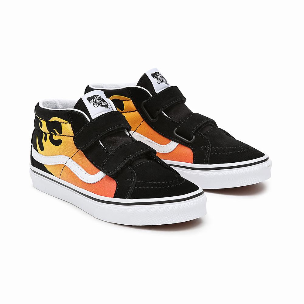 Kids\' Vans Hot Flame Sk8-Mid Reissue V (8-14 years) Sneakers Black | USA87961