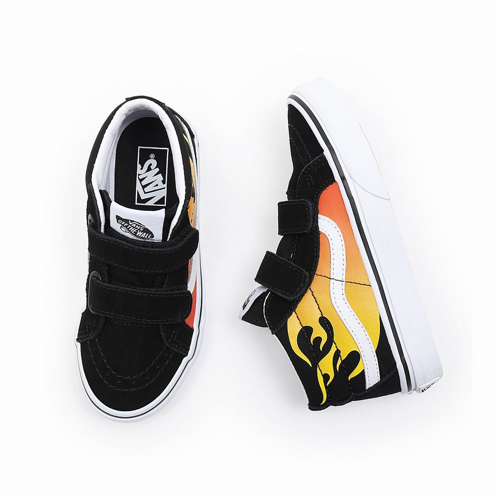 Kids' Vans Hot Flame Sk8-Mid Reissue V (4-8 years) Sneakers Black | USA92086