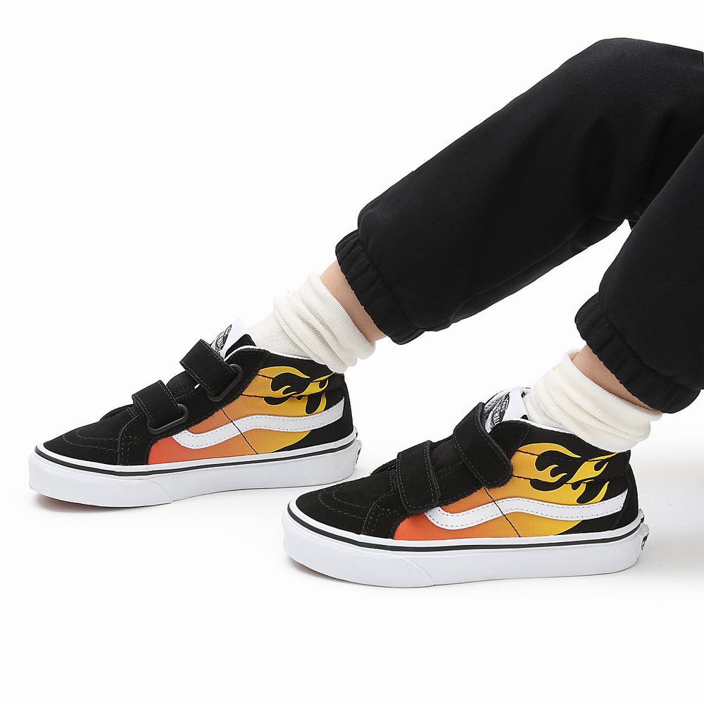 Kids' Vans Hot Flame Sk8-Mid Reissue V (4-8 years) Sneakers Black | USA92086