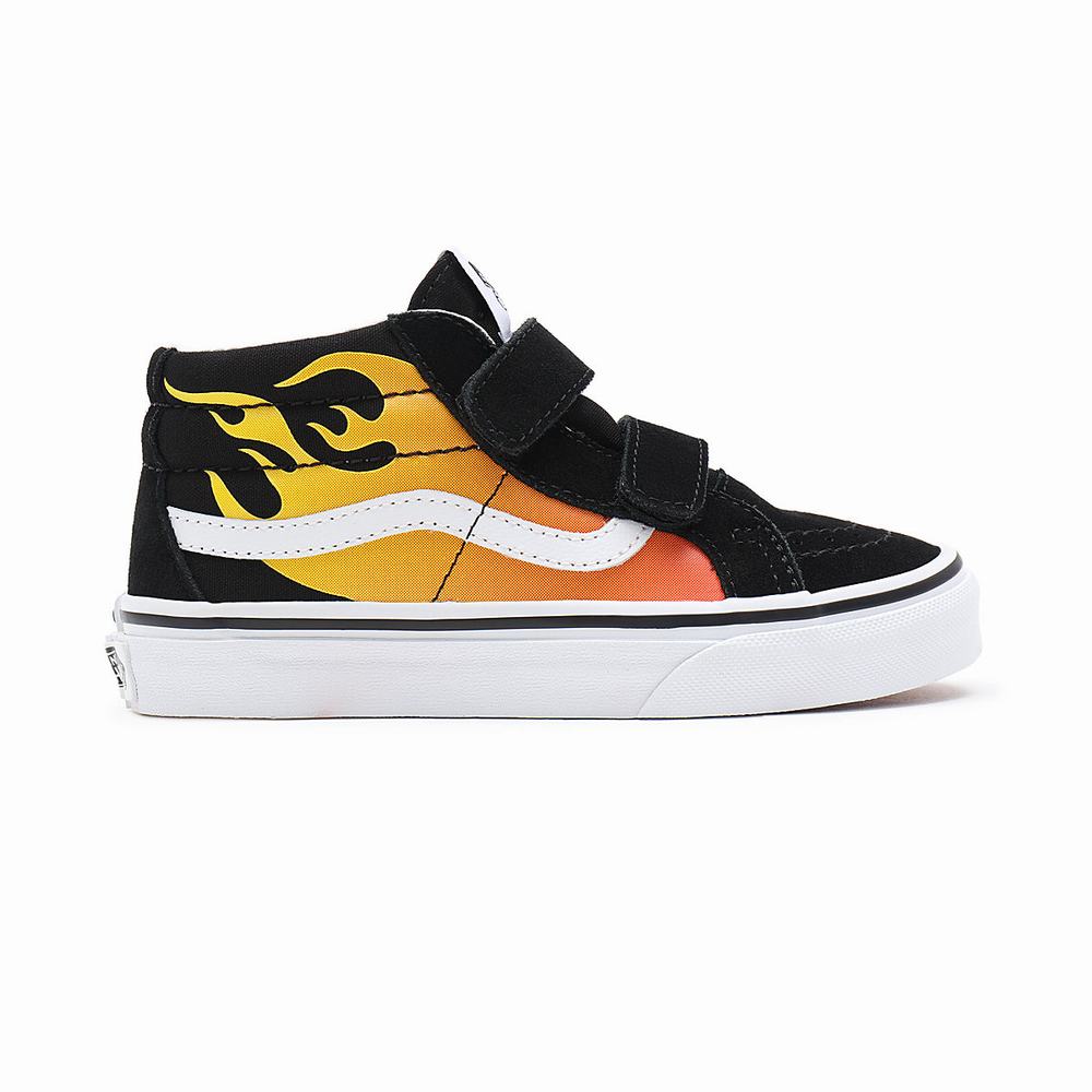 Kids' Vans Hot Flame Sk8-Mid Reissue V (4-8 years) Sneakers Black | USA92086