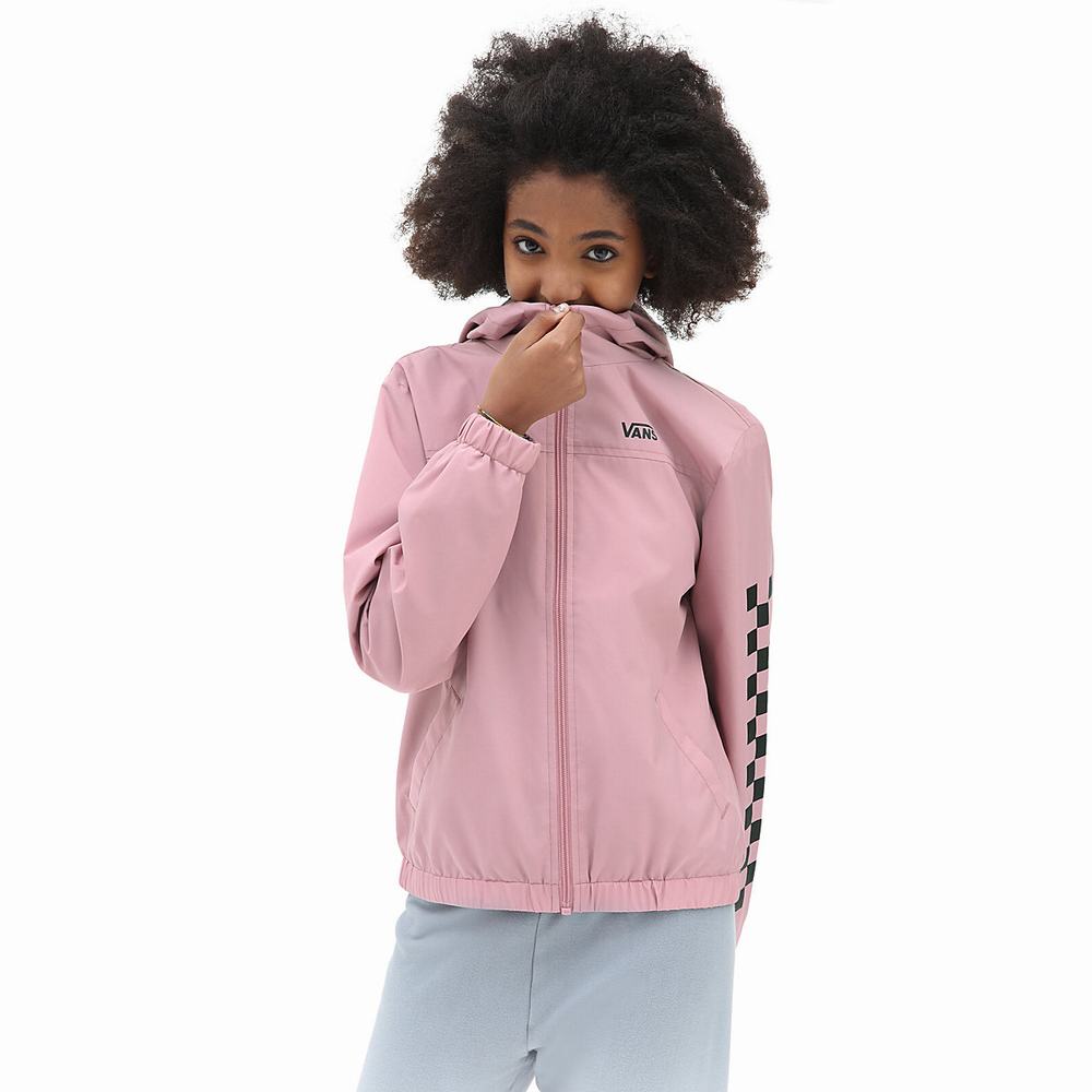 Kids\' Vans Kastle Classic Windbreaker (8-14 years) Jackets Pink | USA95023