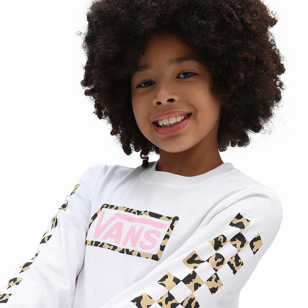 Kids' Vans Leopard Box (8-14 years) T Shirts White | USA10842