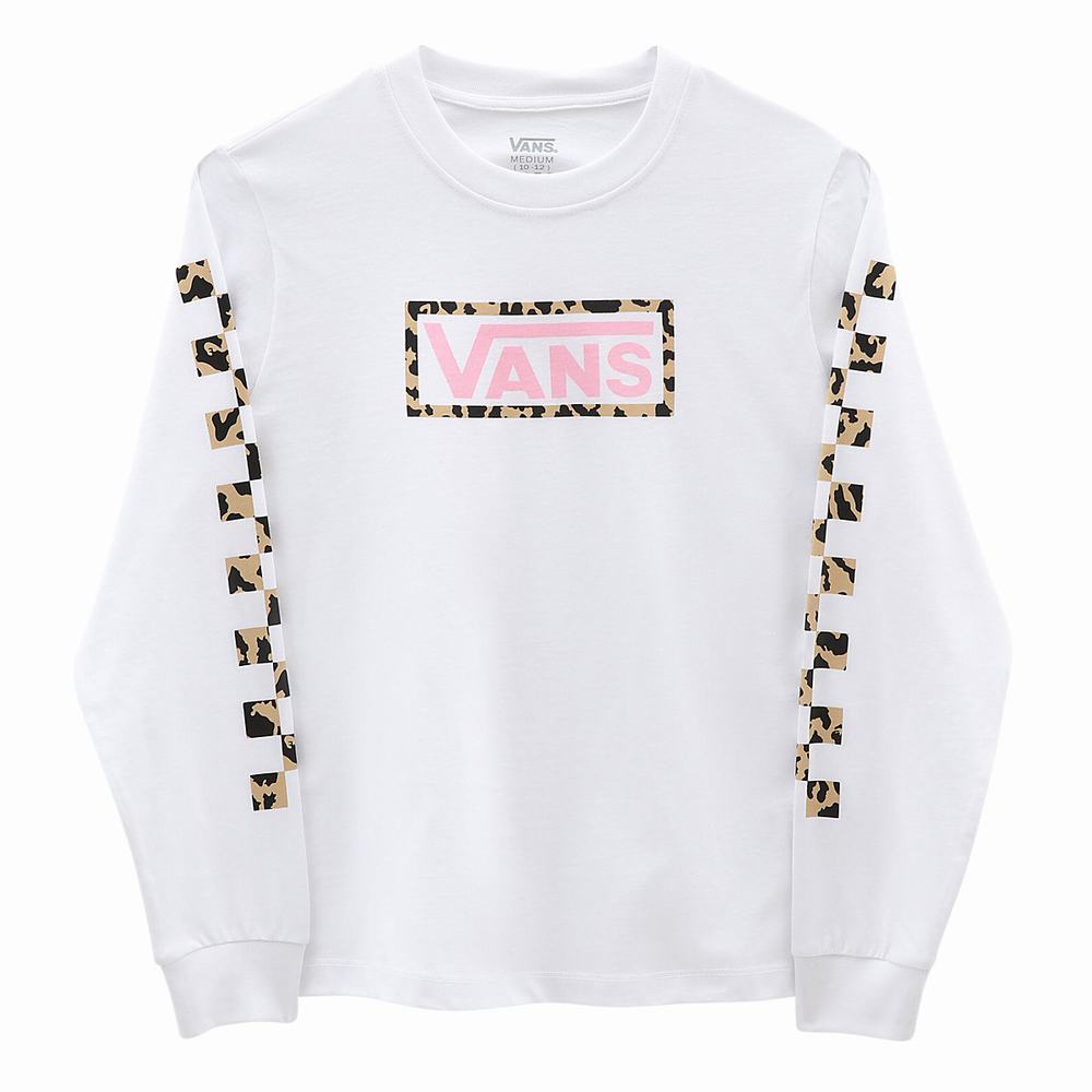 Kids' Vans Leopard Box (8-14 years) T Shirts White | USA10842